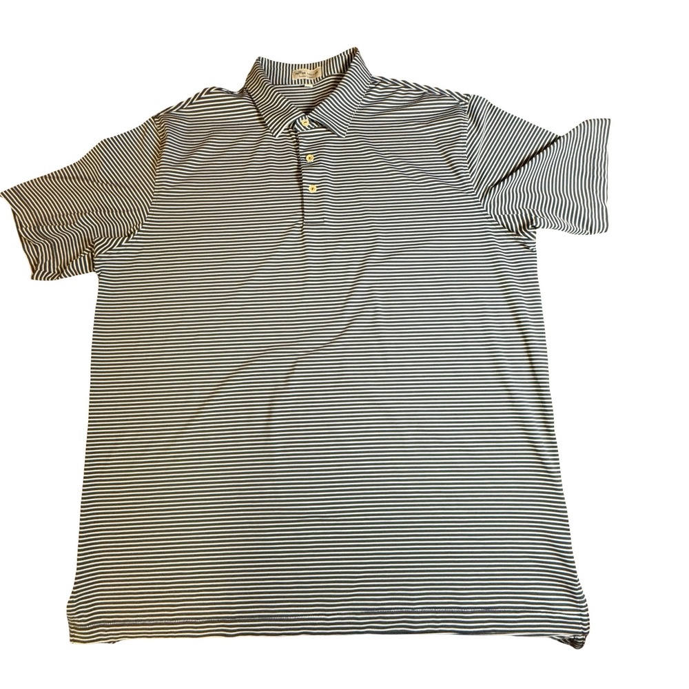Peter Millar Summer Comfort Polo Shirt Mens XL Navy White Stripe MS22EK09S